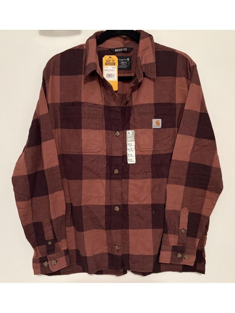 Carhartt Rugged Flex Midweight Long Sleeve Flannel Plaid Shirt Womens  Sz. Large
